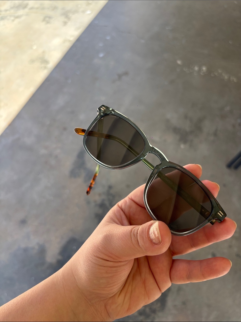 WMP Nick Green Frame Sunglasses with Tortoiseshell Temples
